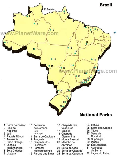 Map of Brazil National Parks | PlanetWare