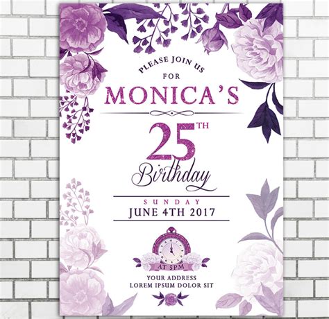 Purple Birthday Invitations Template