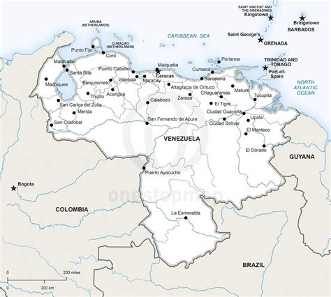 Vector Map of Venezuela Political | One Stop Map