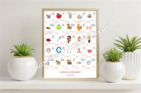 SOMALI Alphabet CHART With Words and English Translations - Etsy Hong Kong