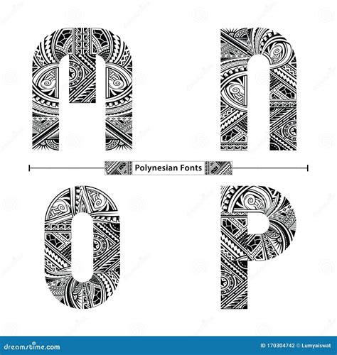 Alphabet Polynesian Style In A Set EFGH Cartoon Vector | CartoonDealer ...