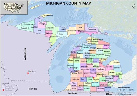 Michigan County Map, List of Counties in Michigan with Seats - Whereig.com