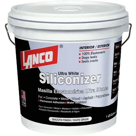 1 Gal. Siliconizer White Elastomeric Crack Filler Smooth Knife Grade For Permanent Water ...