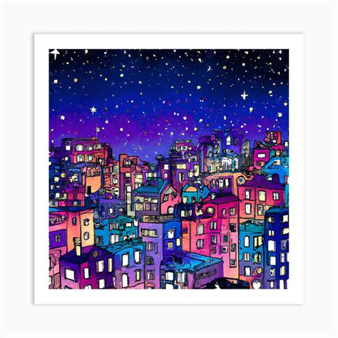 Cityscape At Night 1 Art Print by SomeBunny - Fy