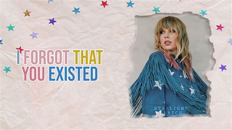 Taylor Swift - I Forgot That You Existed (Lyric Video) HD - YouTube