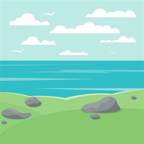 Sea Landscape Vector Clip Art, Isolated Background. 24078077 Vector Art ...