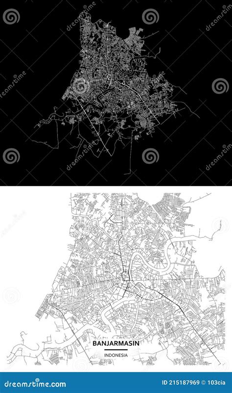 Banjarmasin, South Kalimantan, Indonesia Street Map City Centre for Poster. High Printable ...