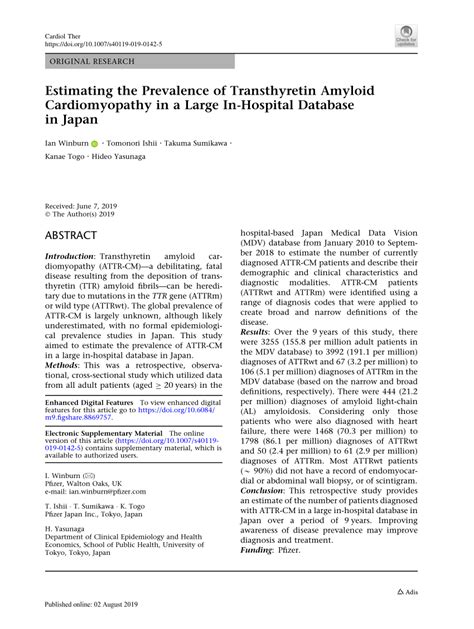 (PDF) Estimating the Prevalence of Transthyretin Amyloid Cardiomyopathy ...