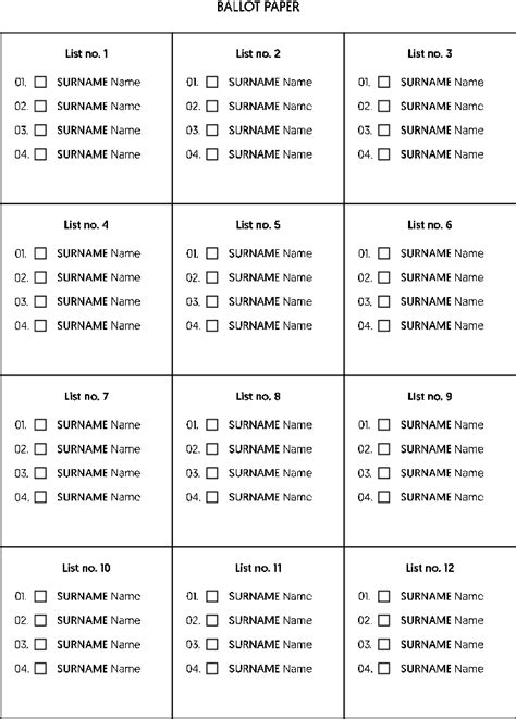 Sample Voting Ballot Template