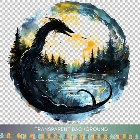 5pc Loch Ness Monster Watercolor PNG Bundle, Nessi Clipart, POD Allowed ...