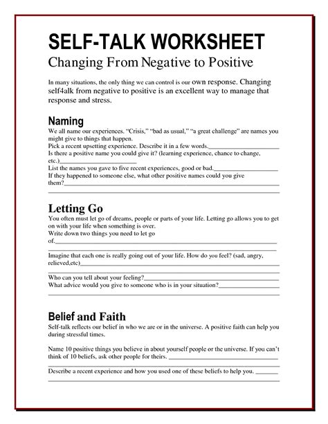 Symptom Management Mental Illness Worksheets