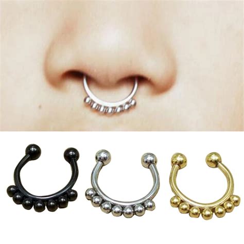 1 Piece Free shipping Non Piercing Fake Nose Ring Clip on Hoop Nose ...