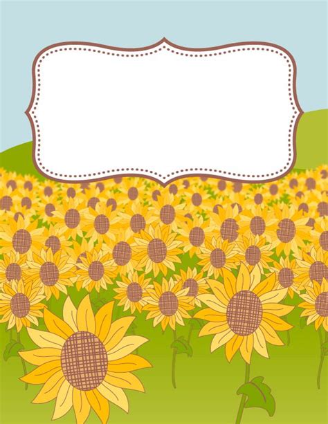 Free printable sunflower binder cover template. Download the cover in JPG or PDF format at http ...