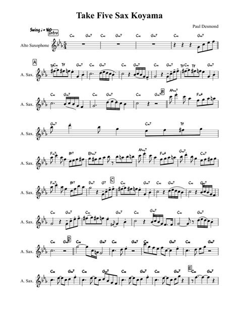 Take Five Sax Koyama Sheet music for Cornet | Musescore.com