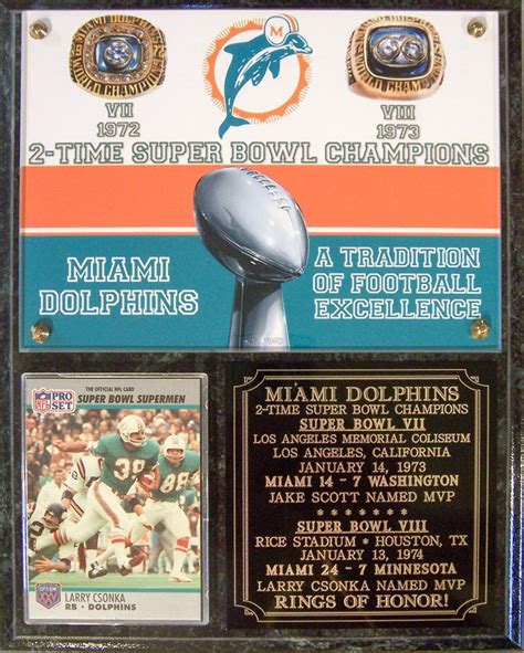 Miami Dolphins Rings of Honor 2-Time Super Bowl Champions NFL Photo ...