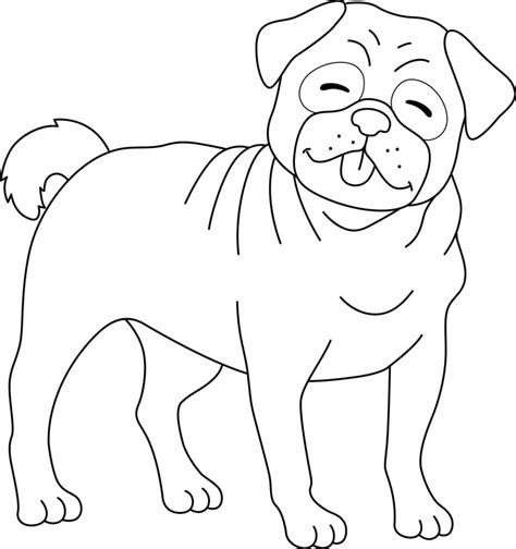 Pug Dog Isolated Coloring Page for Kids 8944168 Vector Art at Vecteezy