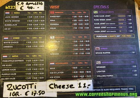 Free I (menu) - Amsterdam Coffeeshop Directory