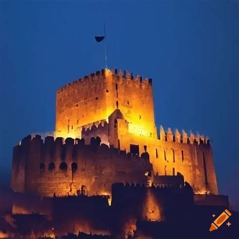 Night view of aleppo castle on Craiyon