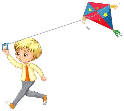 Cute Boy Playing Kite Cartoon Character Isolated Scene Boy Childhood Vector, Scene, Boy ...