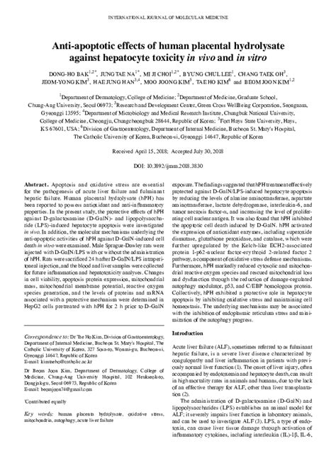 (PDF) INTERNATIONAL JOURNAL OF MOLECULAR MEDICINE | Jungtae Na - Academia.edu