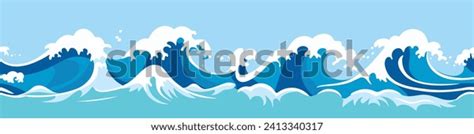 Vector Drawing Sea Waves Cartoon Illustration Stock Vector (Royalty ...