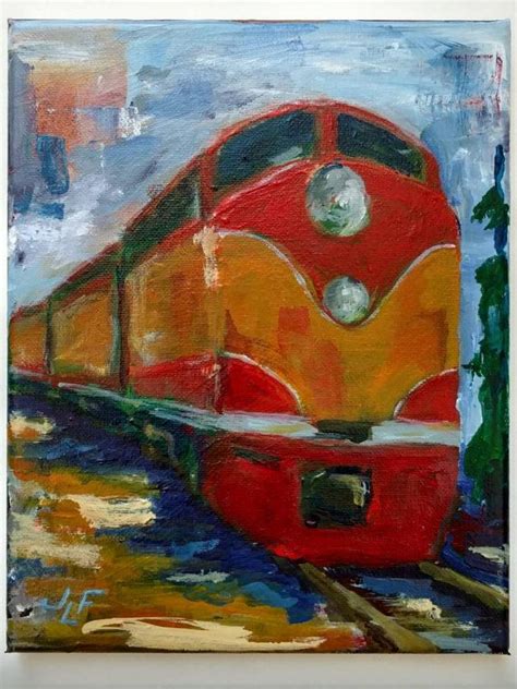 This is Train an original acrylic painting on | Etsy | Painting, Train wall art, Canvas painting