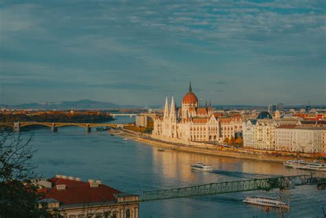 Budapest Parliament Building over the Danube River, Budapest, Hungary ...