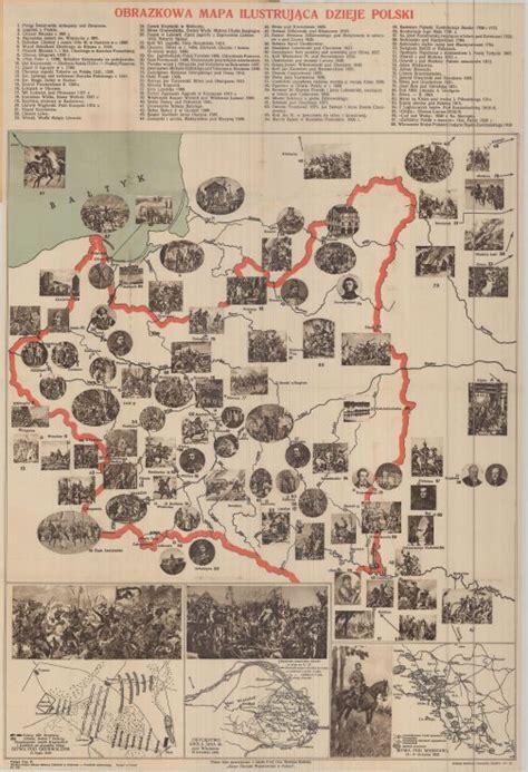 POLAND / HISTORICAL MAP: Obrazkowa mapa ilustrująca dzieje Polski ...