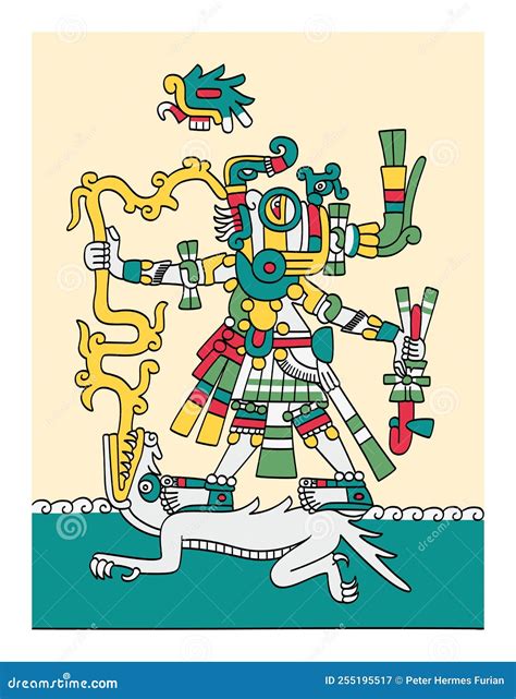 Tlaloc Aztec Dios De La Lluvia Fertilidad Terrenal Y Agua Ilustración ...