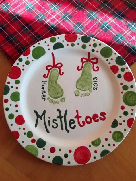 Mistletoes Baby Footprint Plate | Baby christmas crafts, Christmas crafts, Christmas crafts for kids