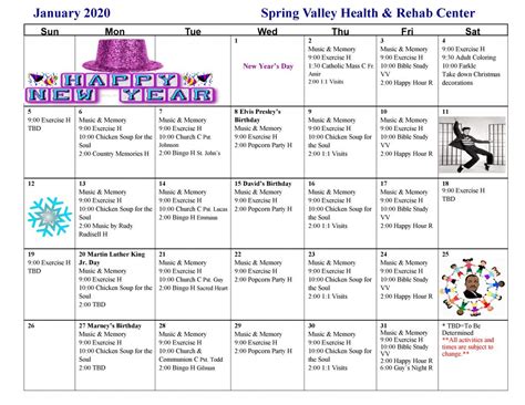 January 2020 Activity Calendar - Spring Valley Senior Living and Health ...