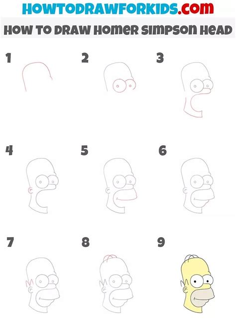 How to Draw Homer Simpson Head - Drawing Tutorial For Kids Homer Simpson Drawing, Bart Simpson ...