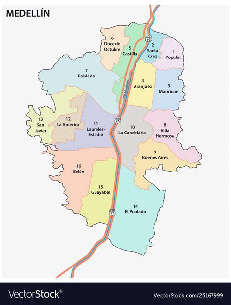 Administrative and political map medellin Vector Image