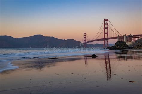 Golden Gate Bridge and Baker Beach at Sunset Stock Photo - Image of beach, america: 276462200