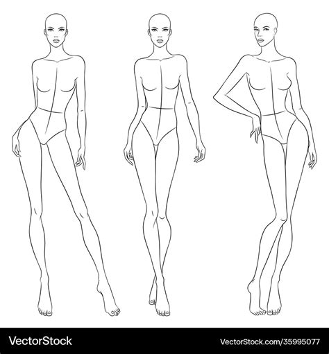 Beautiful slim woman in different poses Royalty Free Vector