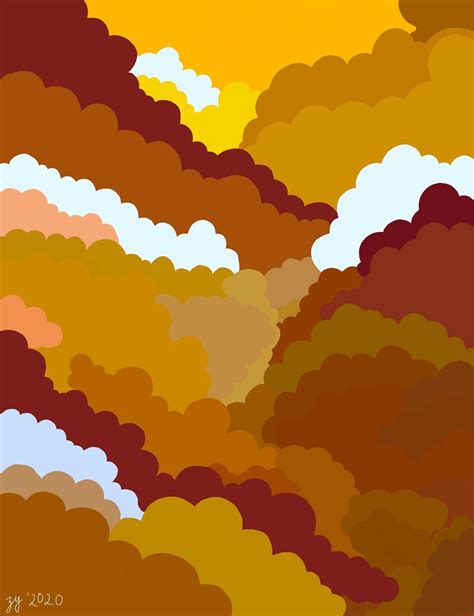 Orange Clouds Acrylic Matte Stretched Canvas Painting | Etsy