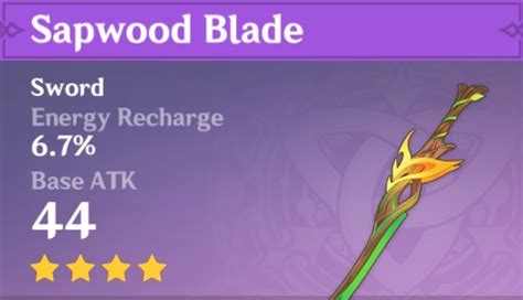 Sapwood Blade - Sumeru Craftable Sword - Genshin DB