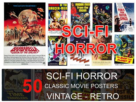 Sci-fi Horror Movie Posters, Vintage Retro Classic Movie Poster Bundle ...