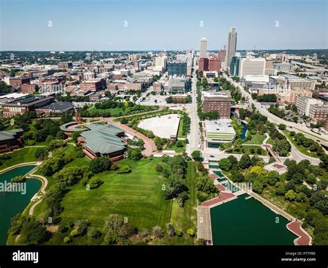 Omaha Skyline Nebraska USA Aerial Drone Stock Photo - Alamy