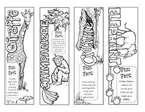 Animals Printable Color Bookmark