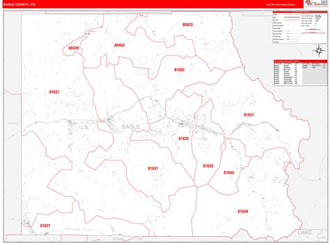 Eagle County, CO Zip Code Wall Map Red Line Style by MarketMAPS - MapSales