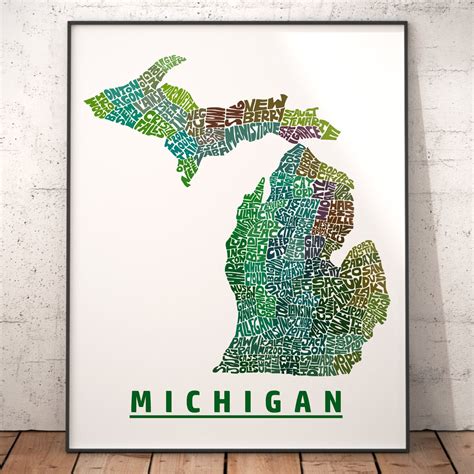 Michigan Map Art, Michigan Art Print, Signed Print of My Original Hand ...