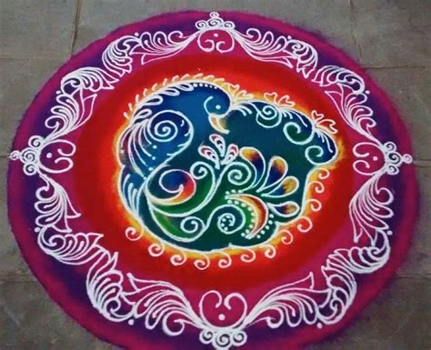 #peacock_rangoli #colors #rangoli | Rangoli designs, Sanskar bharti ...