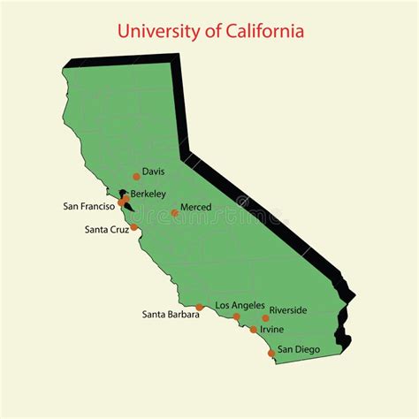 3d Map Of University Of California Campuses Stock Illustration - Image ...