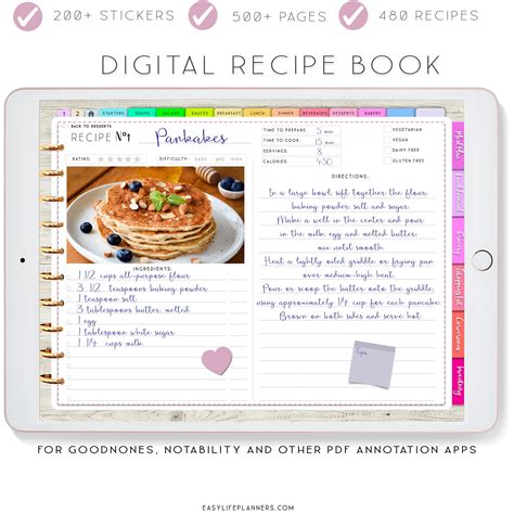 Digital Recipe Book Goodnotes Recipes Digital Planner for | Etsy