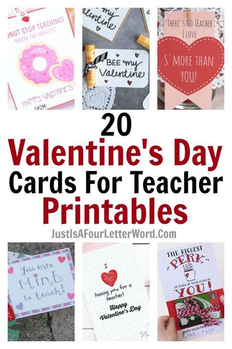 Easy Teacher Valentines - Free Printable Cards for Teacher Gifts | Teacher cards, Teacher ...