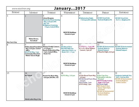 2016 - 2017 Calendar & Parent Guide | East Irondequoit Central School ...