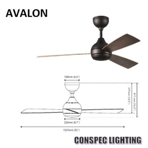 AVALON 52" CEILING FAN WITH REMOTE - Conspec Lighting