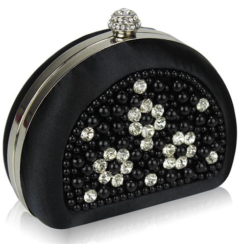 Wholesale black Beaded Pearl Rhinestone Clutch Bag