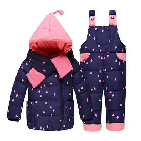 Baby Girl Winter Down Clothing Sets Winter Dot Print Hooded Newborn Infant Bebes Snow Outwear ...